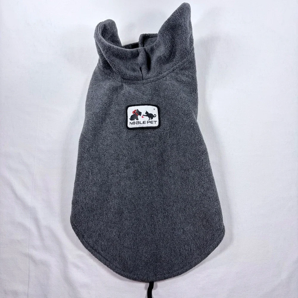 Noble Pet Gray Fleece Dog Jacket Vest Adjustable Hook and Loop Warm Pet Coat